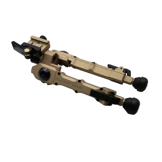 Bipiede AccuTac BR-4 G2 QD FDE Flat Dark Earth – Vista laterale aperto con attacco QD | ZEM