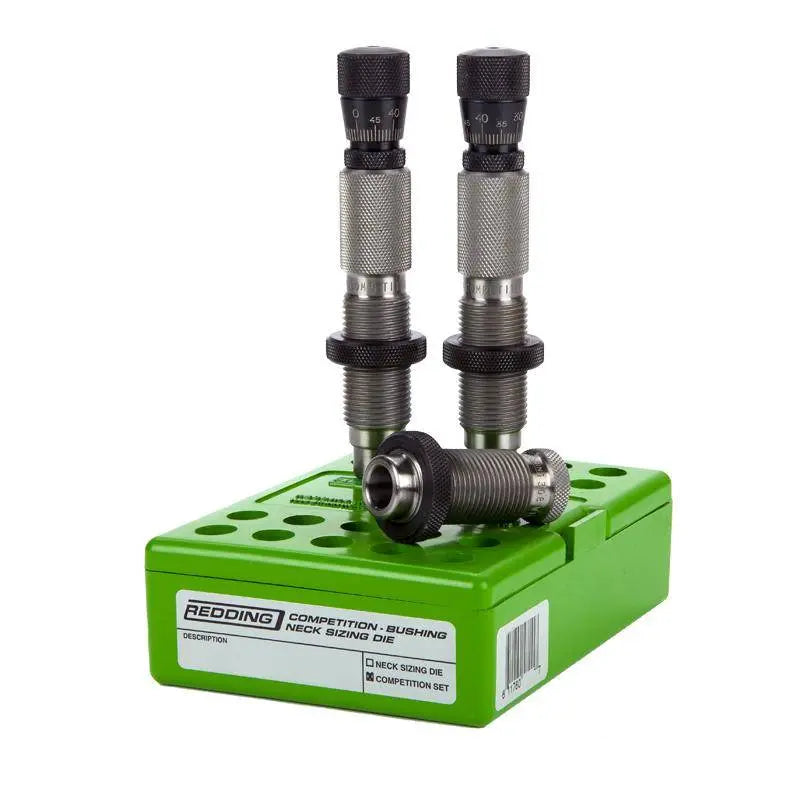 Carica immagine in Galleria Viewer, Redding Competition Bushing Neck Die Set cod. 58155 – set 3 matrici precisione con scatola verde e seating micrometrico
